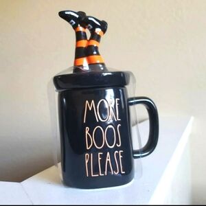 Rae Dunn Halloween MORE BOOS PLEASE black with orange text